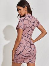 SHEIN Mock-neck Geo Bodycon Dress