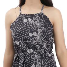 Pkshee Black Floral Printed Slit Dress For Women