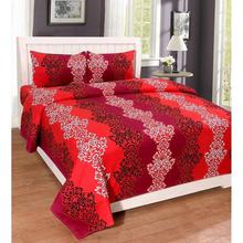 Homefab India Dreams 140 TC Polycotton Double Bedsheet with 2 Pillow Covers - Modern, Maroon