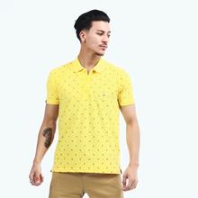 Oxemberg Yellow Printed Polo T- shirt For Men