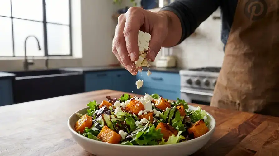 Recipe section image for Salade van geroosterde pompoen en feta maken
