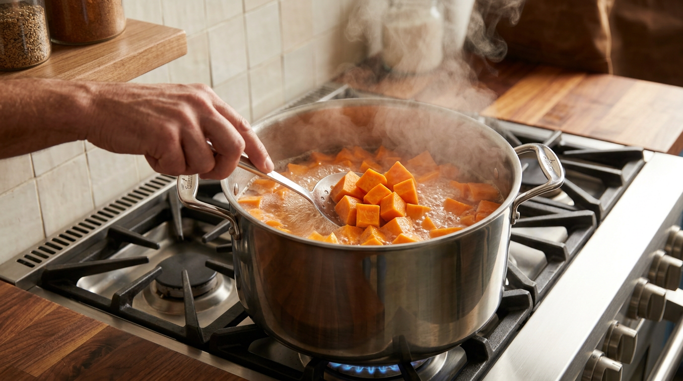 Recipe section image for Zoete aardappelpuree met limoen en koriander