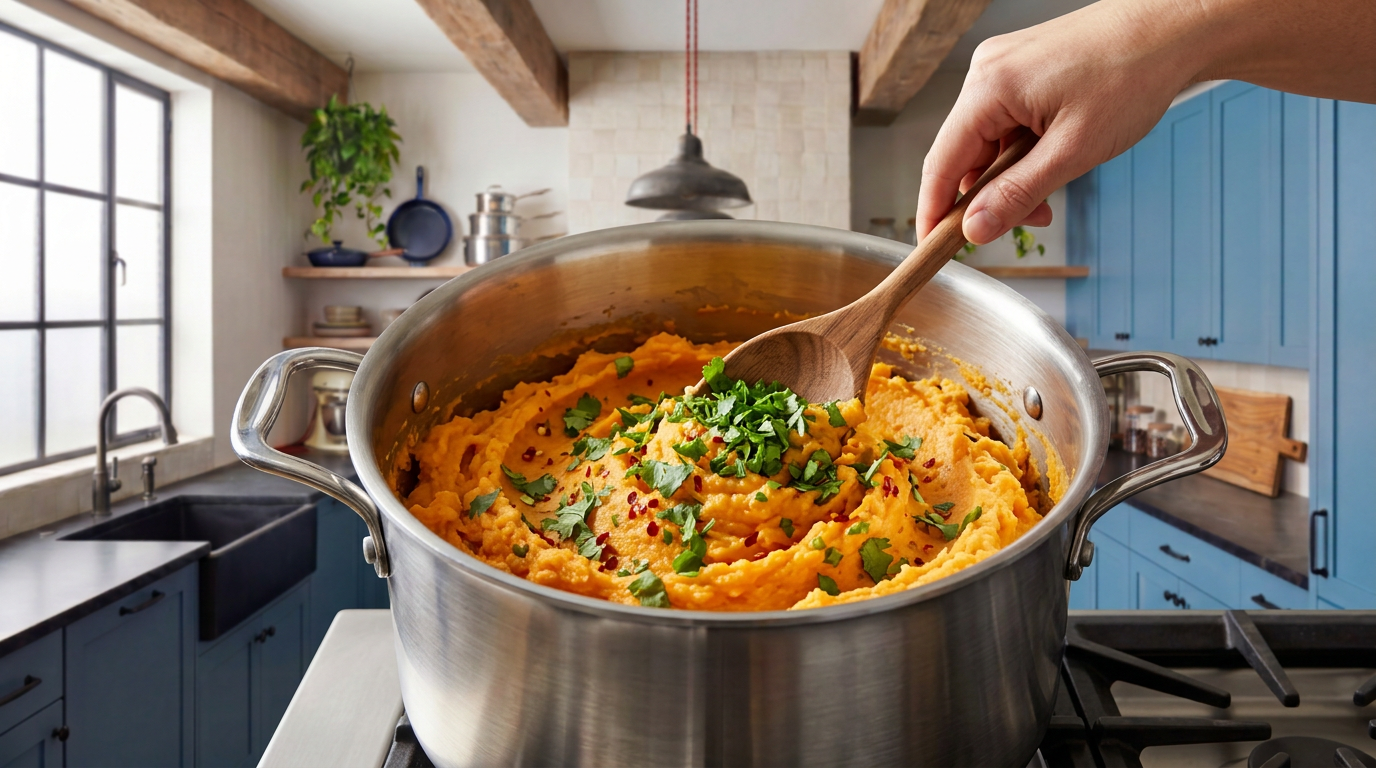 Recipe section image for Zoete aardappelpuree met limoen en koriander