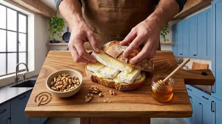 Recipe section image for Tosti met brie, honing en walnoot maken