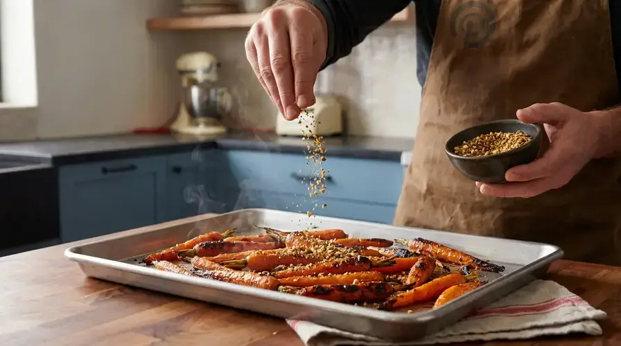 Recipe section image for Geroosterde wortelen met honing en dukkah
