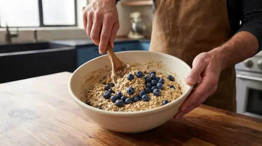 Recipe section image for Plaatkoek met bosbessen en havermout
