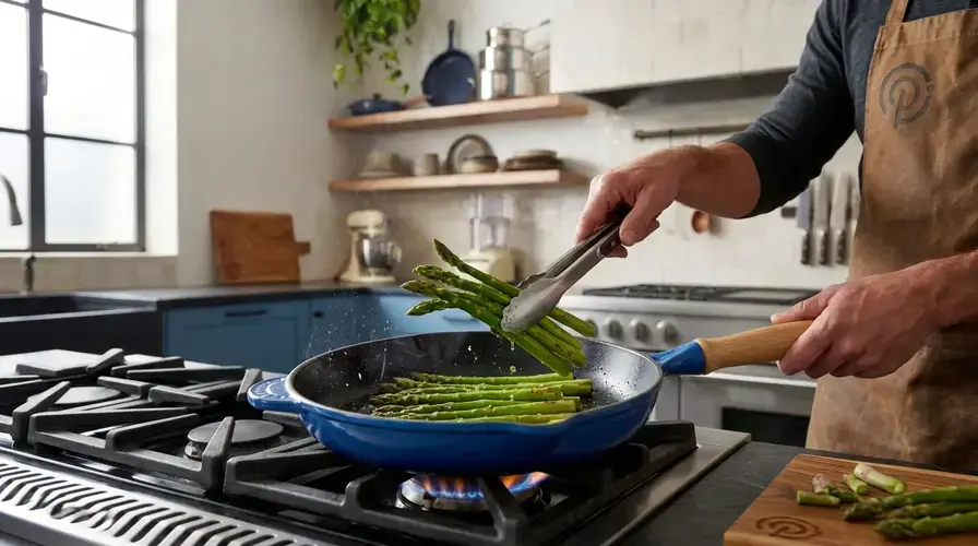 Recipe section image for Gegrilde asperges met een perfect gepocheerd ei