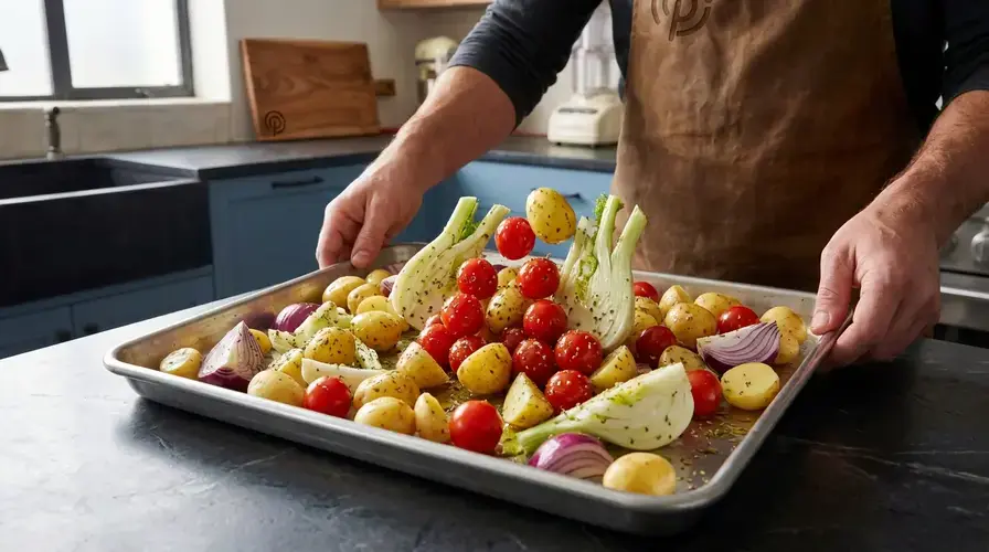 Recipe section image for Makkelijke traybake met venkel en feta