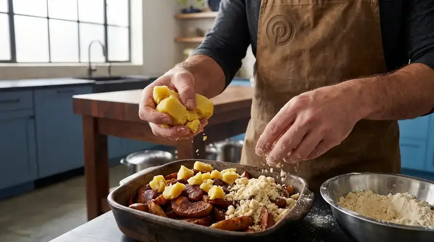 Recipe section image for Warme appelcrumble met amandelspijs uit de oven
