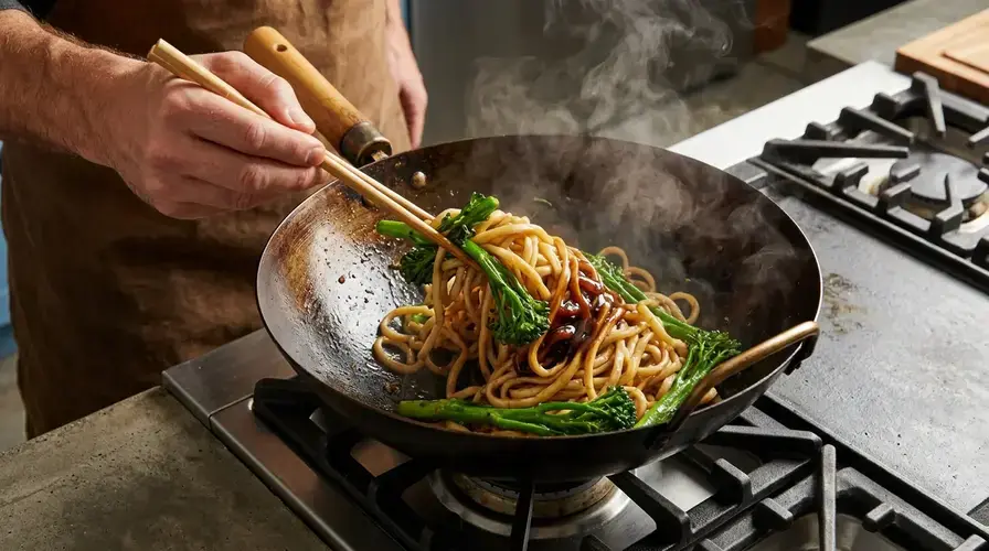 Recipe section image for Snelle noedels met bimi en oestersaus