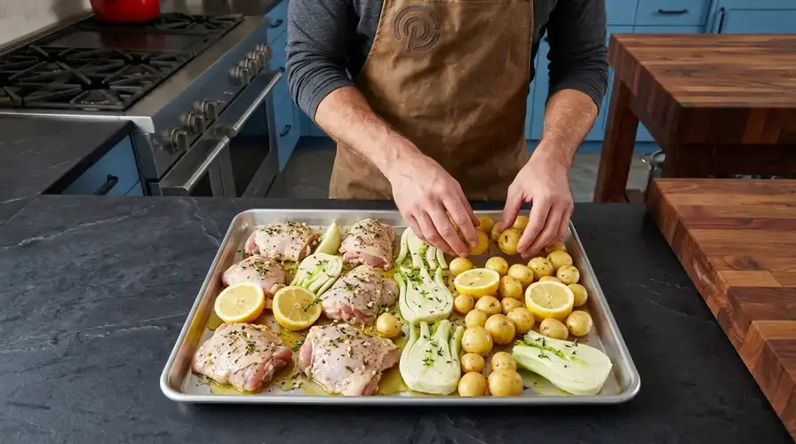 Recipe section image for Makkelijke traybake met kip, citroen en venkel