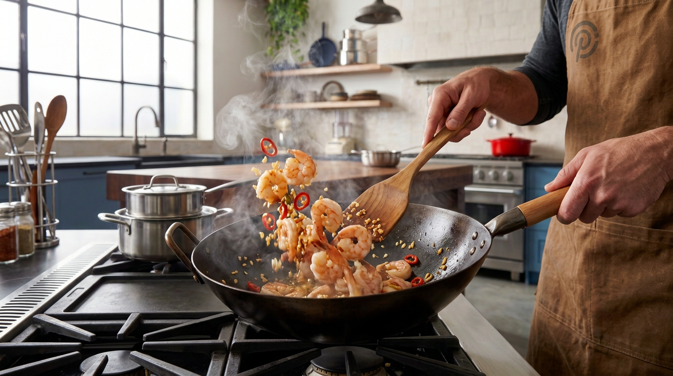 Recipe section image for Snelle rijst met garnalen in pittige knoflooksaus