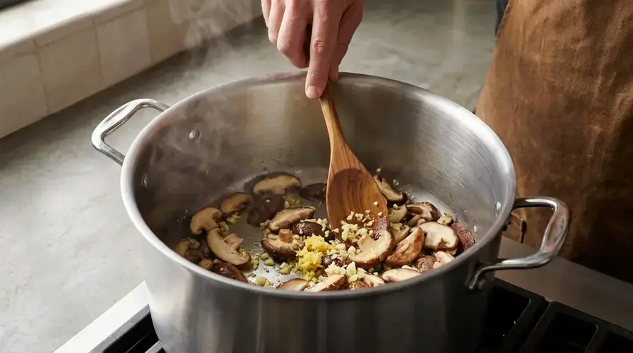 Recipe section image for Snelle noedelsoep met misopasta en bimi