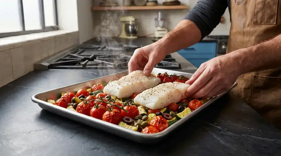 Recipe section image for Mediterrane ovenschotel met kabeljauw en cherrytomaatjes