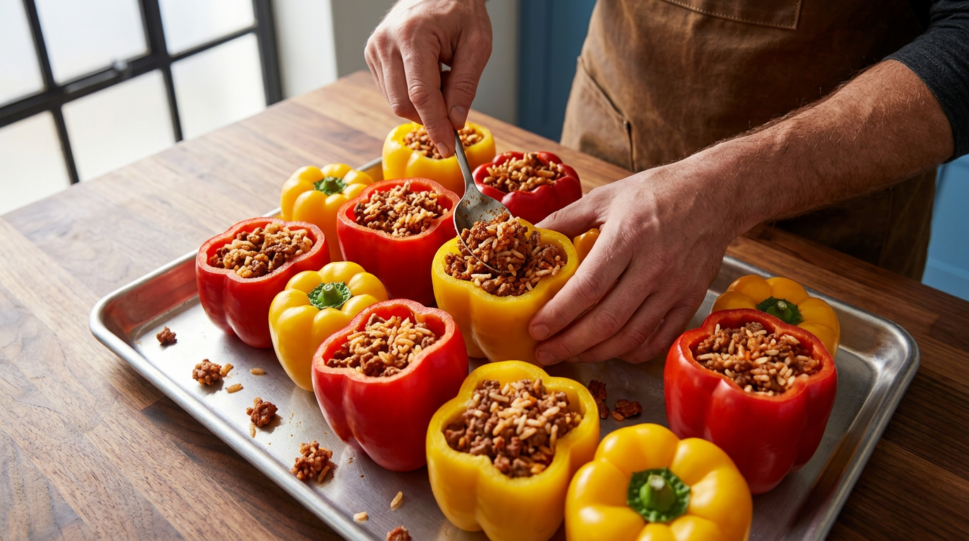 Recipe section image for Klassieke Gevulde Paprika's met Gehakt en Rijst