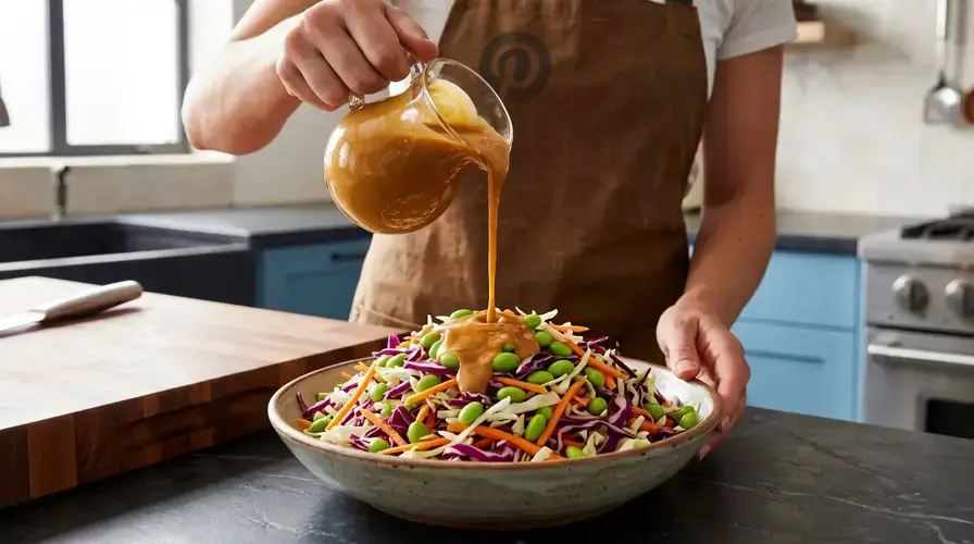 Recipe section image for Knapperige Aziatische koolsalade met pindadressing