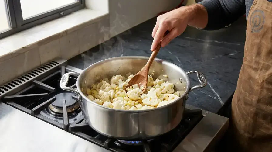 Recipe section image for Romige bloemkoolsoep met geroosterde hazelnoten