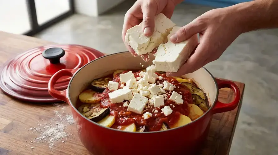 Recipe section image for Griekse ovenschotel met aubergine en feta