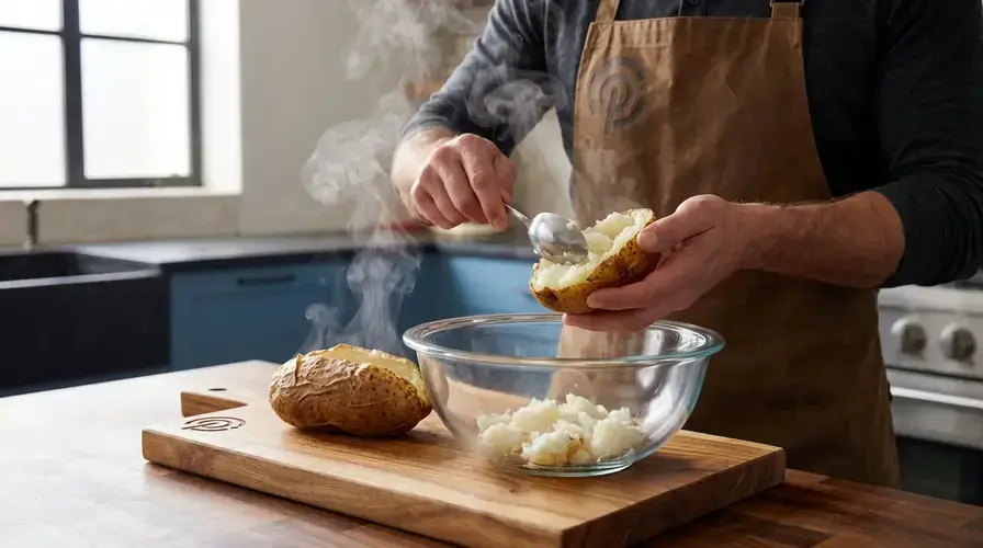 Recipe section image for Gevulde aardappel met zure room en bieslook