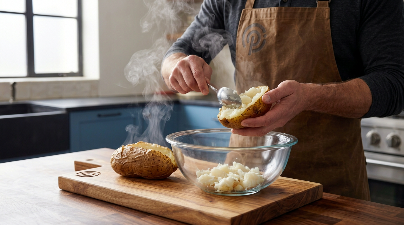 Recipe section image for Gevulde aardappel met zure room en bieslook
