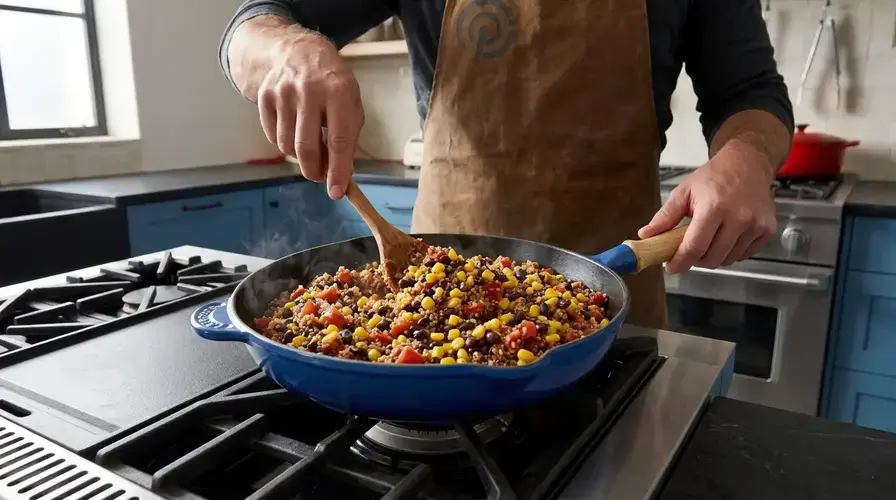 Recipe section image for Gevulde paprika met quinoa en zwarte bonen