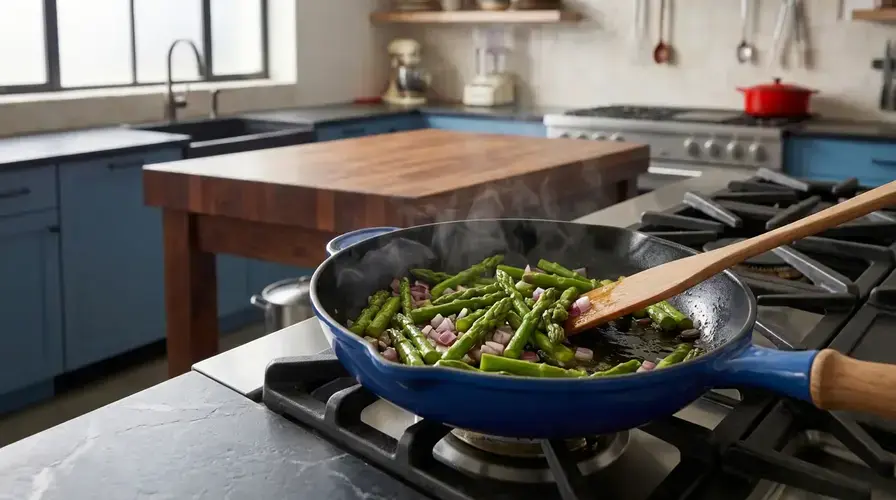 Recipe section image for Luchtige frittata met groene asperges en geitenkaas