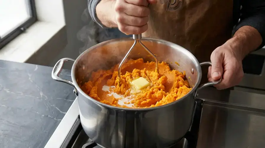 Recipe section image for Ovenschotel met vis en zoete aardappelpuree
