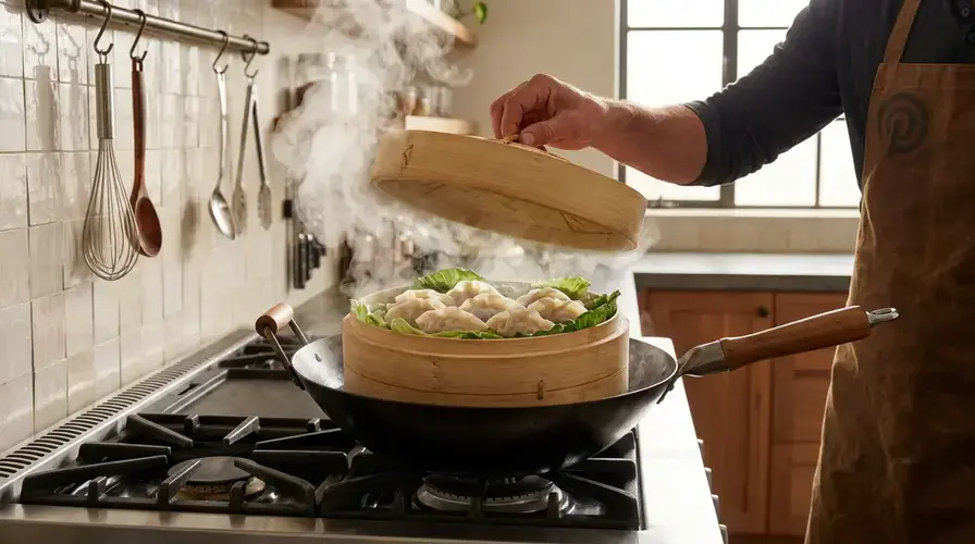 Recipe section image for Zelfgemaakte gestoomde dumplings met varkensgehakt