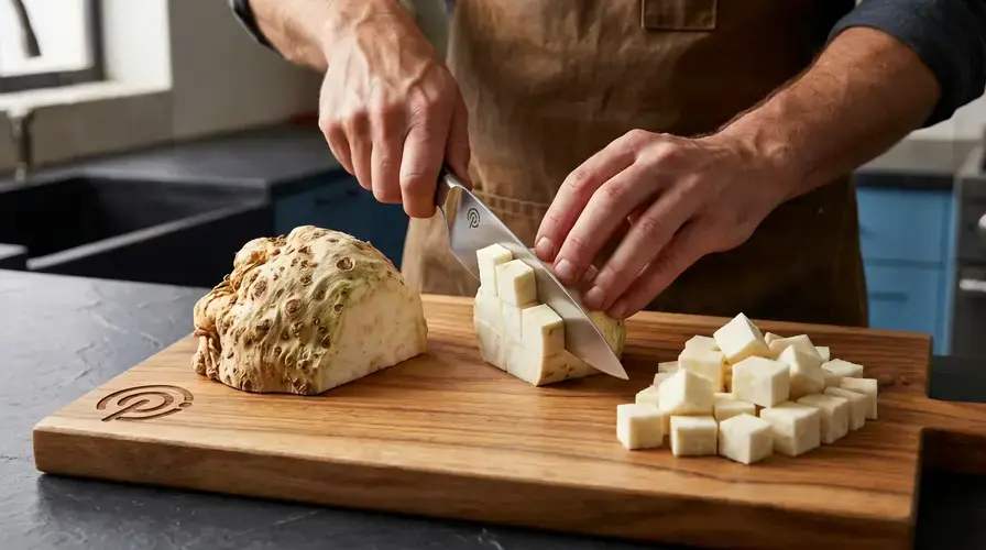 Recipe section image for Geroosterde knolselderij met verse tijm uit de oven