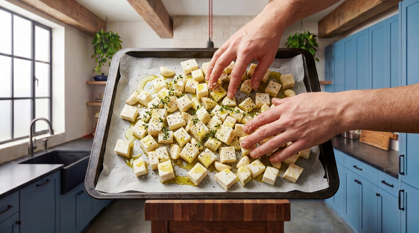 Recipe section image for Geroosterde knolselderij met verse tijm uit de oven