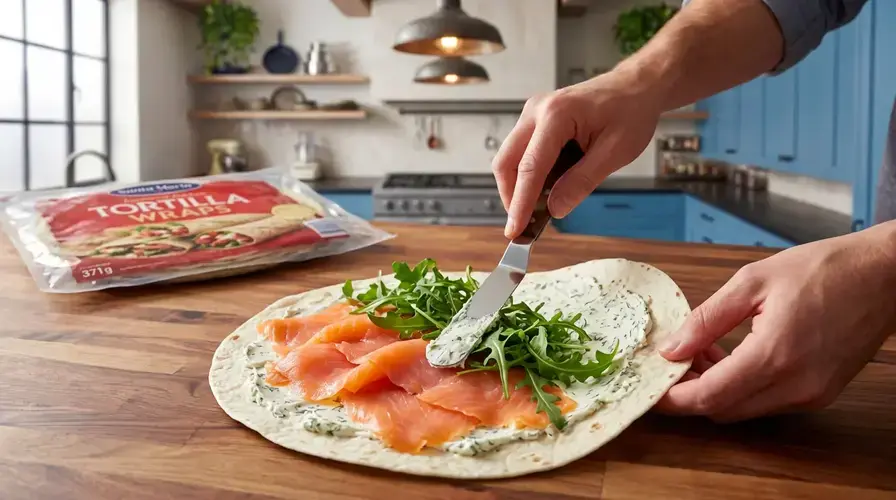 Recipe section image for Wraps met gerookte zalm, roomkaas en verse dille