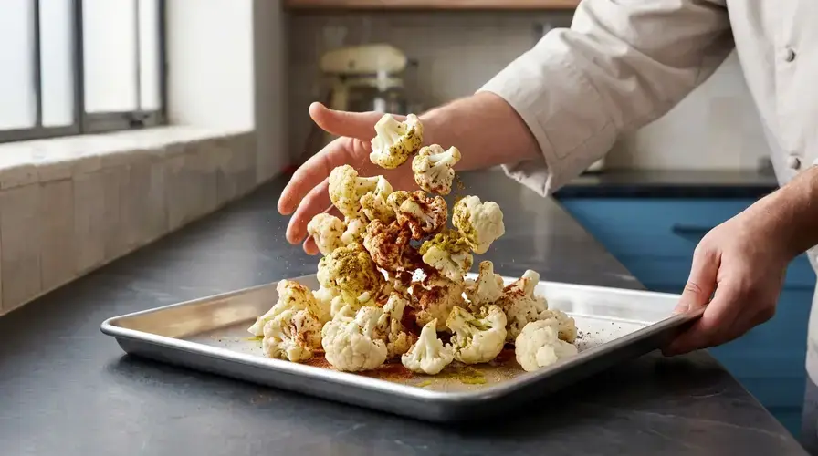 Recipe section image for Geroosterde bloemkool met tahin en granaatappel