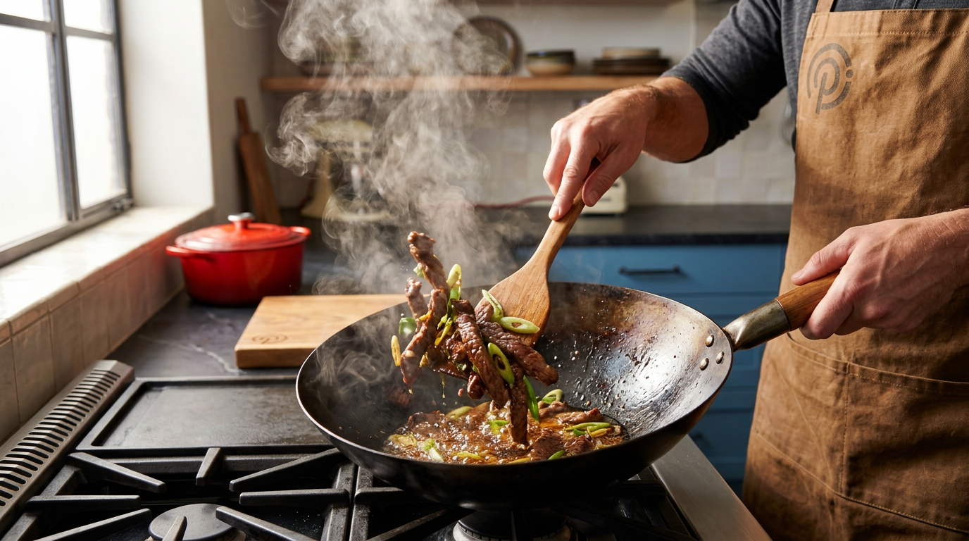 Recipe section image for Snelle rijst met gewokte biefstuk en verse paksoi