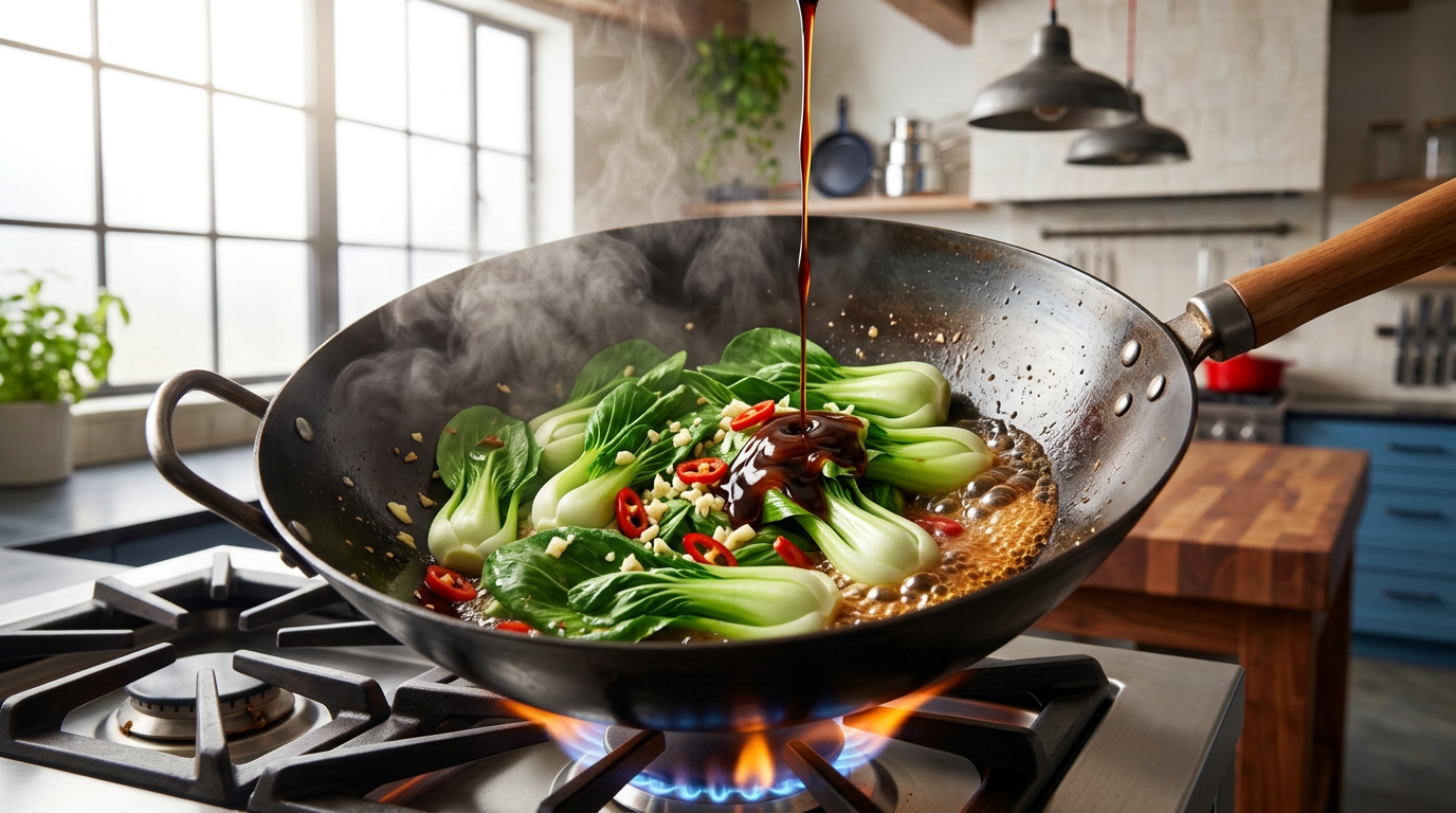 Recipe section image for Snelle rijst met gewokte biefstuk en verse paksoi