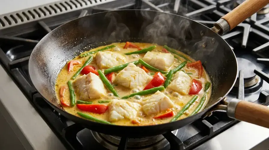 Recipe section image for Smaakvolle viscurry met kokosmelk en rode peper
