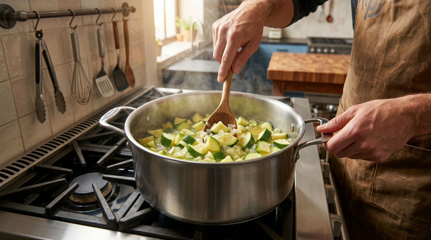 Recipe section image for Courgettesoep met verse basilicum en pijnboompitten