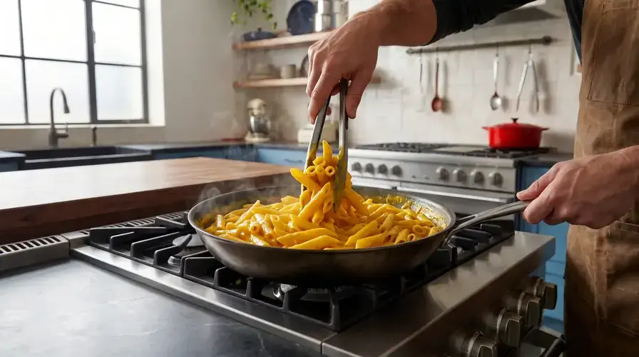Recipe section image for Romige pasta met saus van geroosterde wortel en kurkuma