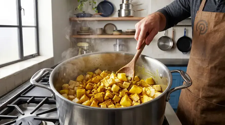 Recipe section image for Kruidige appel-pastinaaksoep met kerrie