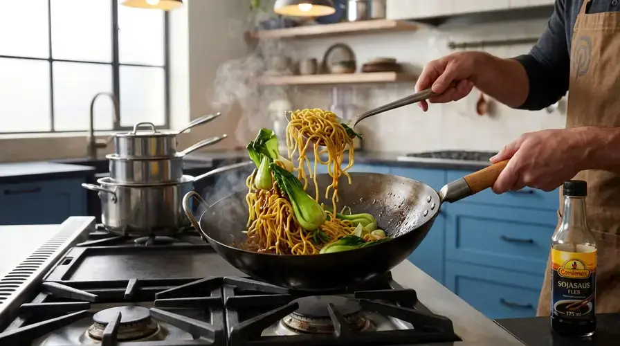 Recipe section image for Snelle noedels met biefstuk en knapperige paksoi