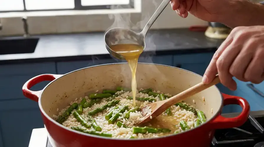 Recipe section image for Romige risotto met groene asperges en frisse citroen