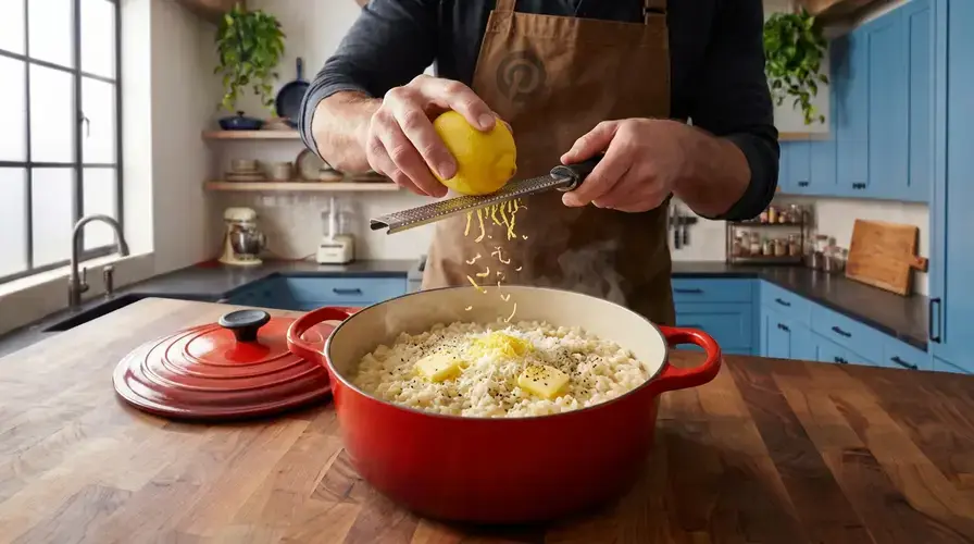 Recipe section image for Romige risotto met groene asperges en frisse citroen