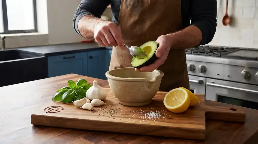 Recipe section image for Koolhydraatarme courgette-pasta met romige avocadopesto