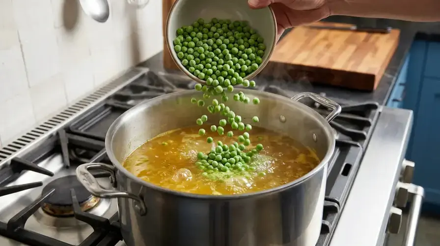 Recipe section image for Romige Doperwtensoep met Feta en Verse Munt