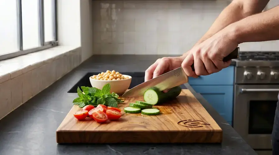 Recipe section image for Frisse salade van kikkererwten met komkommer en munt