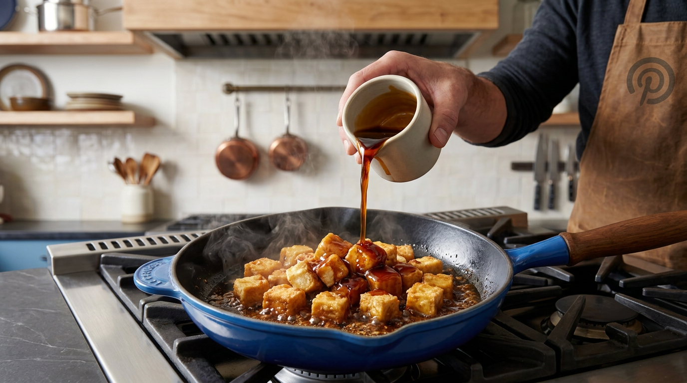 Recipe section image for Krokant gebakken tofu met honing en sojasaus