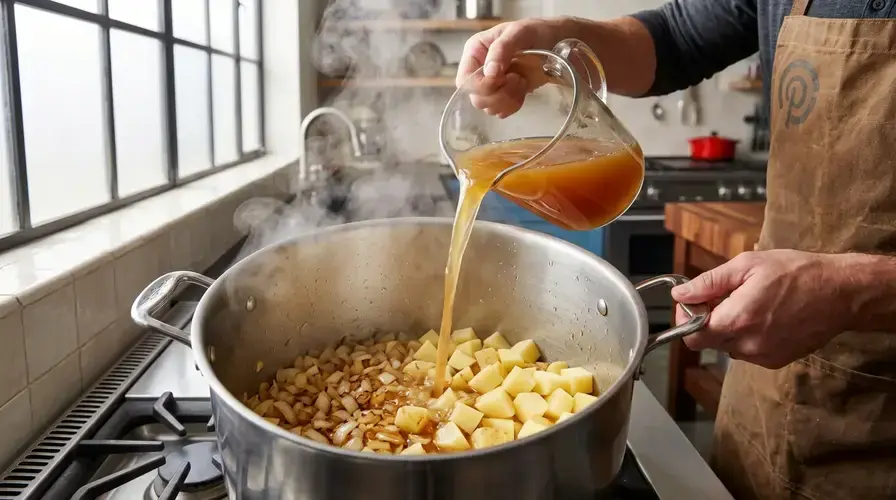Recipe section image for Romige soep van geroosterde knoflook en aardappel
