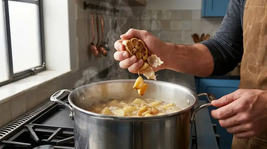 Recipe section image for Romige soep van geroosterde knoflook en aardappel