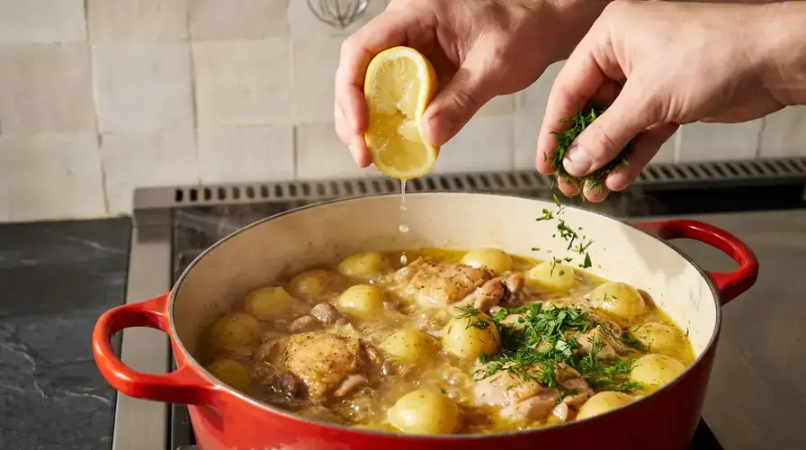 Recipe section image for Gestoofde kip met citroen en verse kruiden
