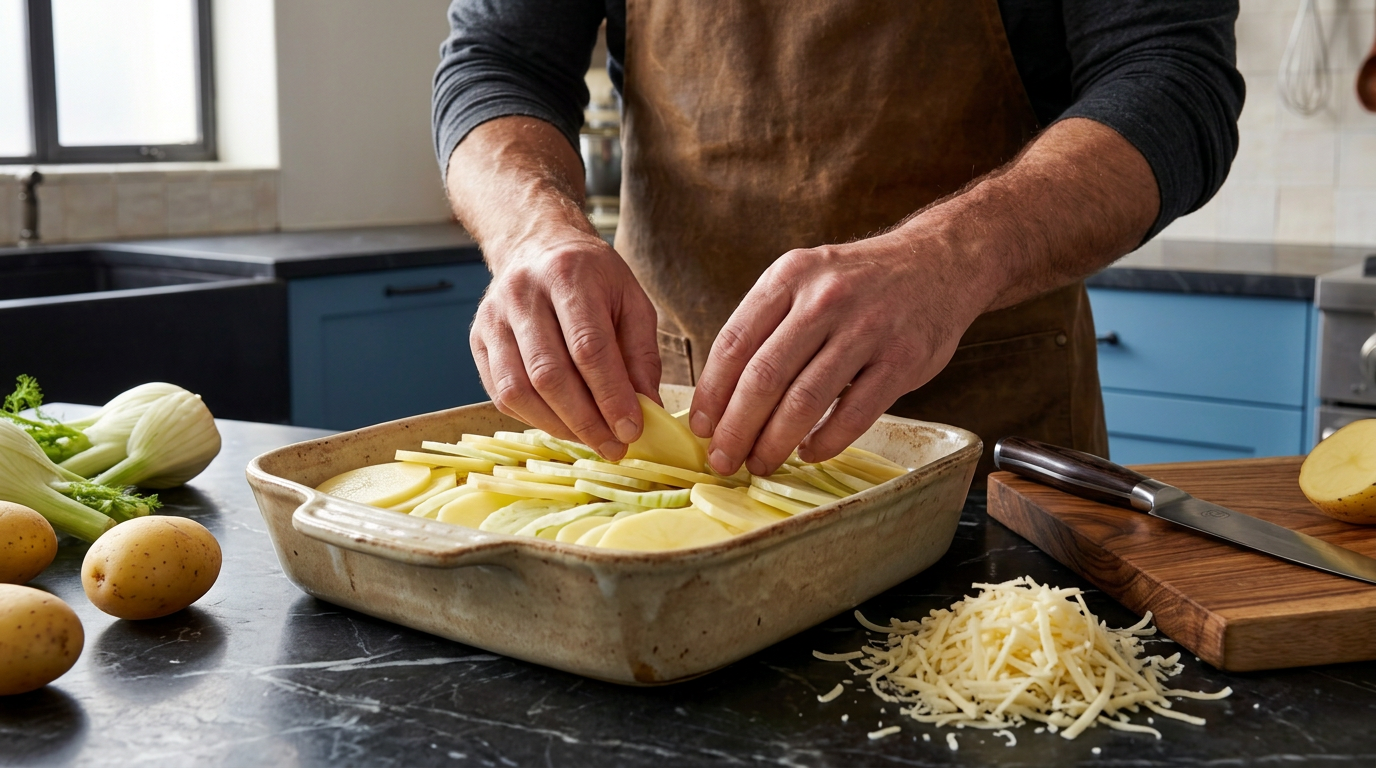 Recipe section image for Romige gratin van aardappel en venkel uit de oven