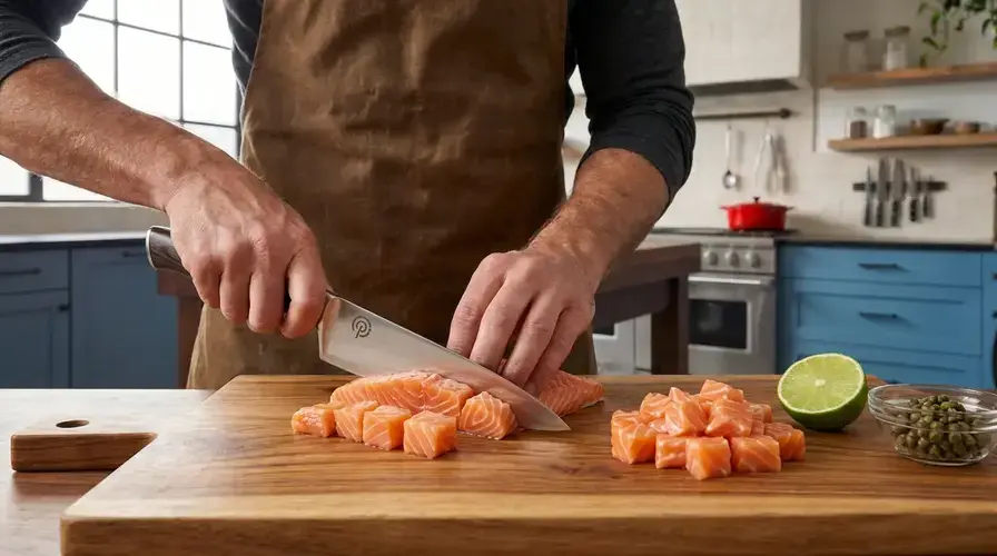 Recipe section image for Zalmtartaar met limoen en kappertjes